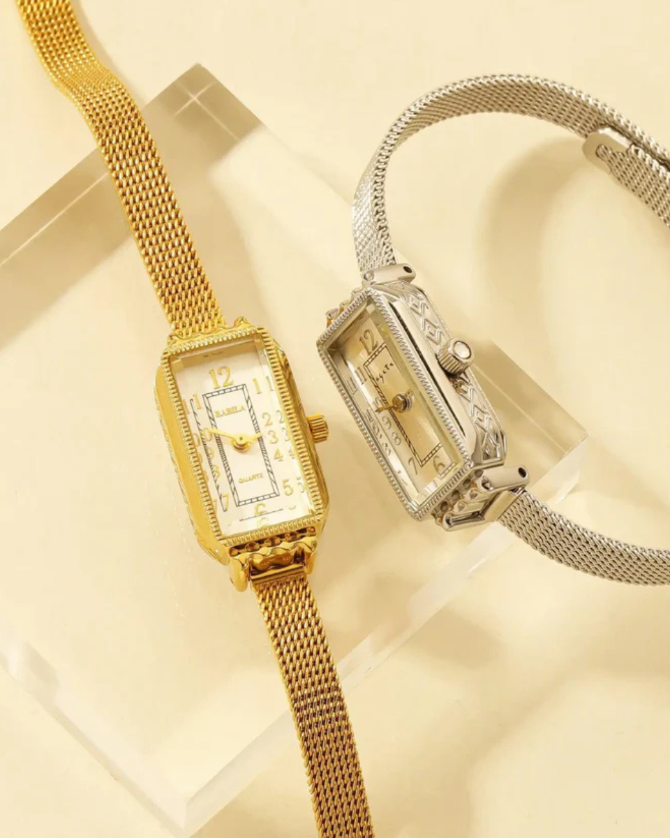 Fleur – Zegarek zainspirowany stylem vintage – Bransoleta siatkowa