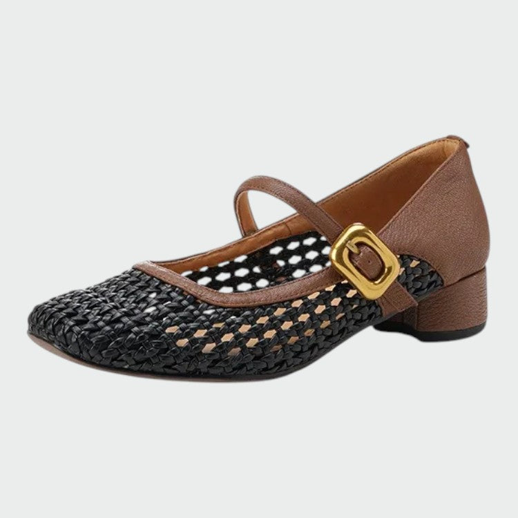 Jacqueline - Woven Buckle Mary Jane Shoes