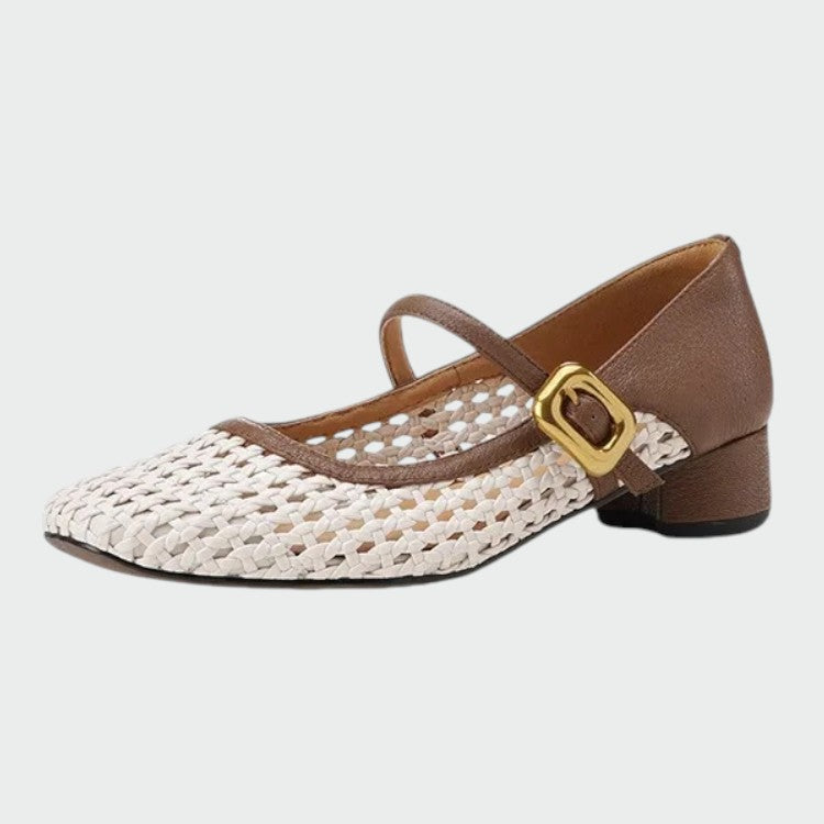 Jacqueline - Woven Buckle Mary Jane Shoes
