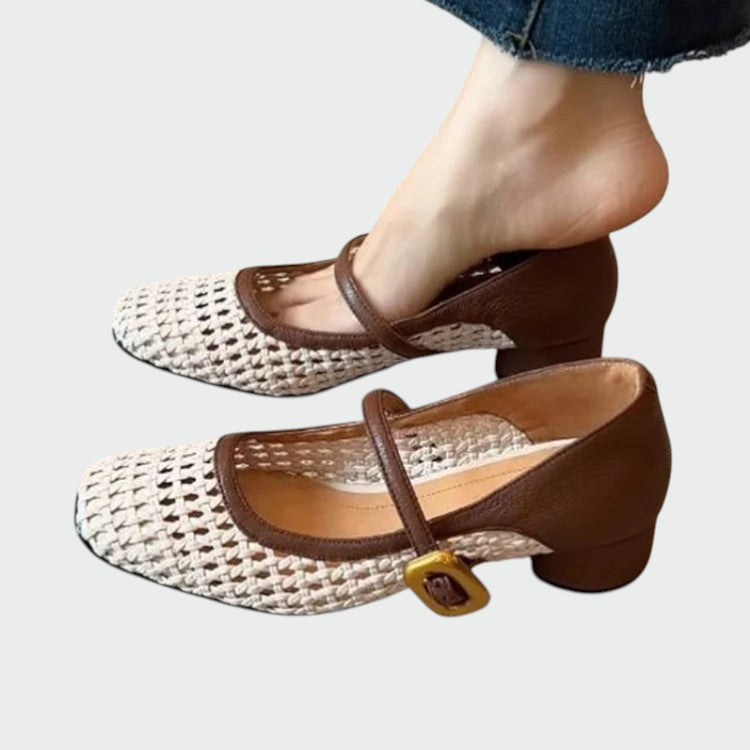 Jacqueline - Woven Buckle Mary Jane Shoes