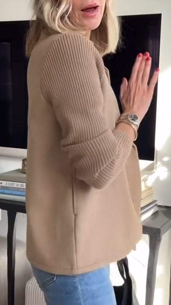 Aria - Damski żakiet dzianinowy z podwójnym zapięciem