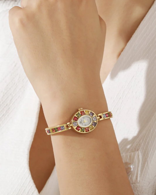 Bellevie – Wielobarwne akcenty kamieni szlachetnych – Zegarek vintage