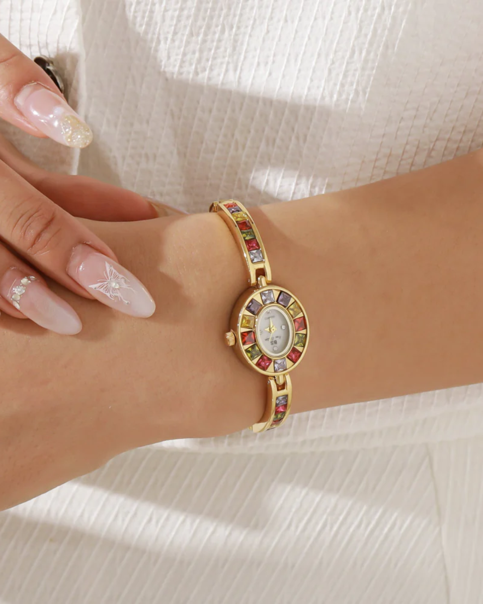 Bellevie – Wielobarwne akcenty kamieni szlachetnych – Zegarek vintage