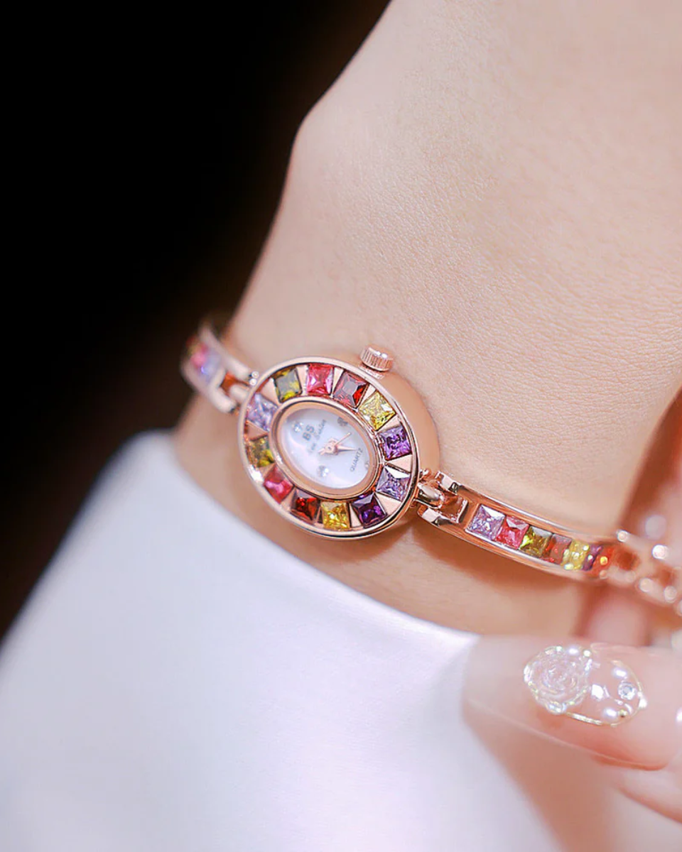 Bellevie – Wielobarwne akcenty kamieni szlachetnych – Zegarek vintage