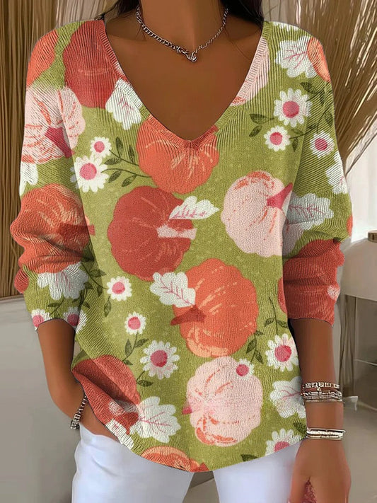 CHLOE - Sweter dzianinowy z dekoltem w kształcie litery V