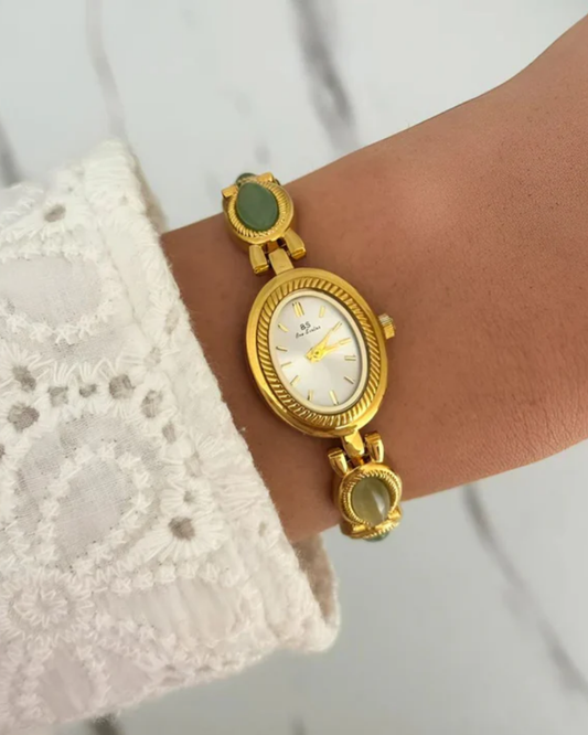 Cettina – Zielone akcenty z kamieni – Zegarek vintage