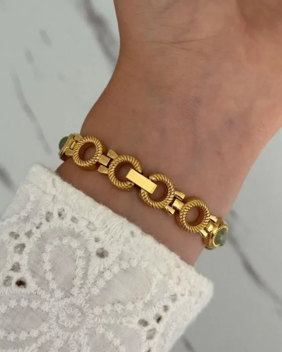 Cettina – Zielone akcenty z kamieni – Zegarek vintage