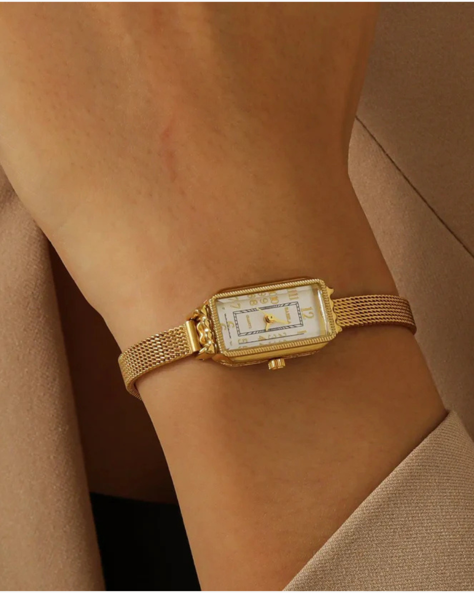 Fleur – Zegarek zainspirowany stylem vintage – Bransoleta siatkowa