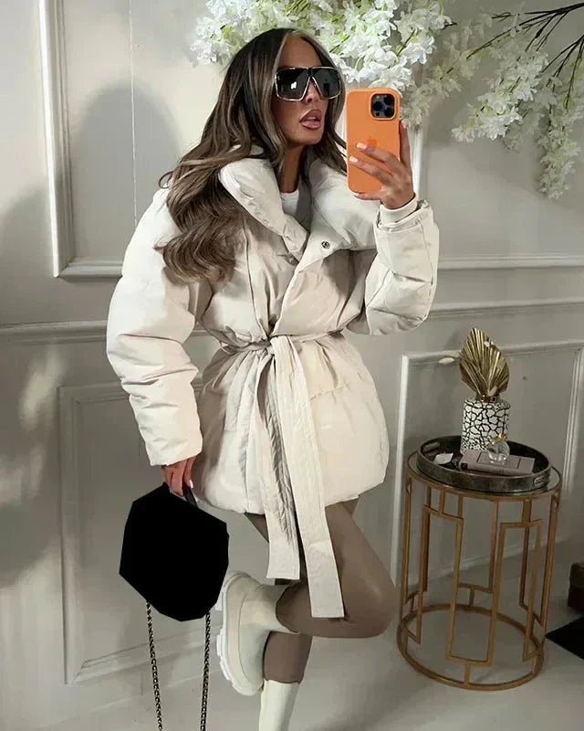 Harrington - Pikowany Zimowy Płaszcz Damski