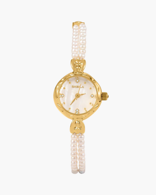 Horélie – Bransoleta z podwójnym rzędem pereł – Zegarek vintage