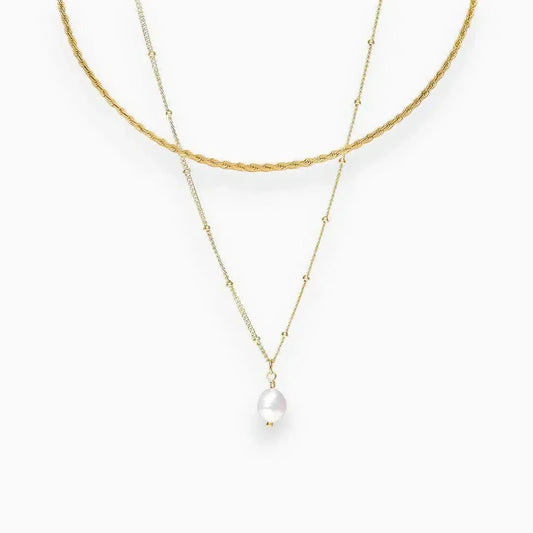 Serenza – Nowoczesny choker z perłowym wisiorkiem – Zestaw naszyjników