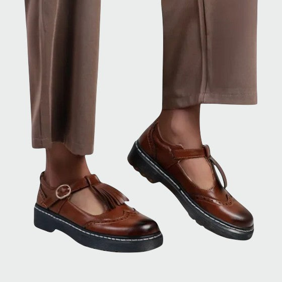 Irena - Eleganckie skórzane buty T-Bar