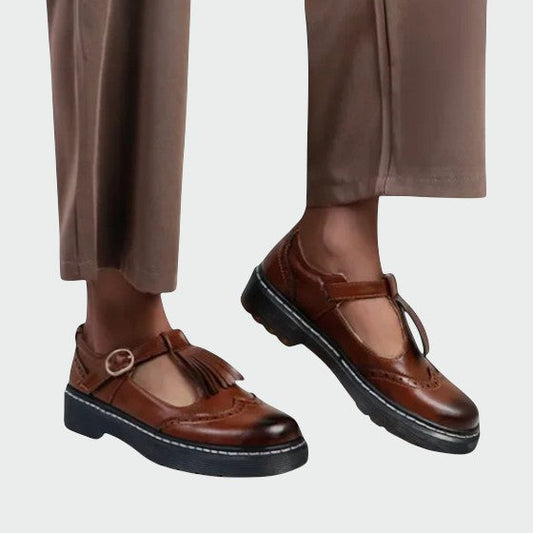 Irena - Eleganckie skórzane buty T-Bar