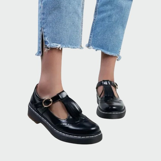 Irena - Eleganckie skórzane buty T-Bar